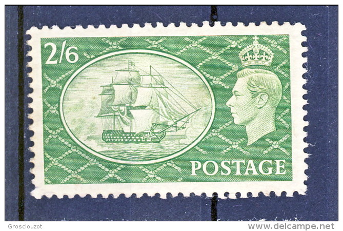 UK Giorgio VI 1951 N. 256 S. 2,6 Verde MNH GO Catalogo € 10 - Sin Clasificación