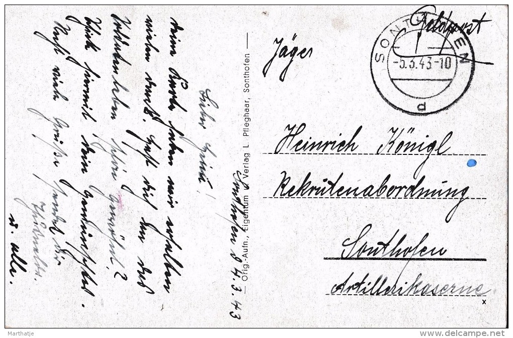 Sonthofen 741 M, Bayr. Allgäu - Feldpostkarte 1943 - Sonthofen