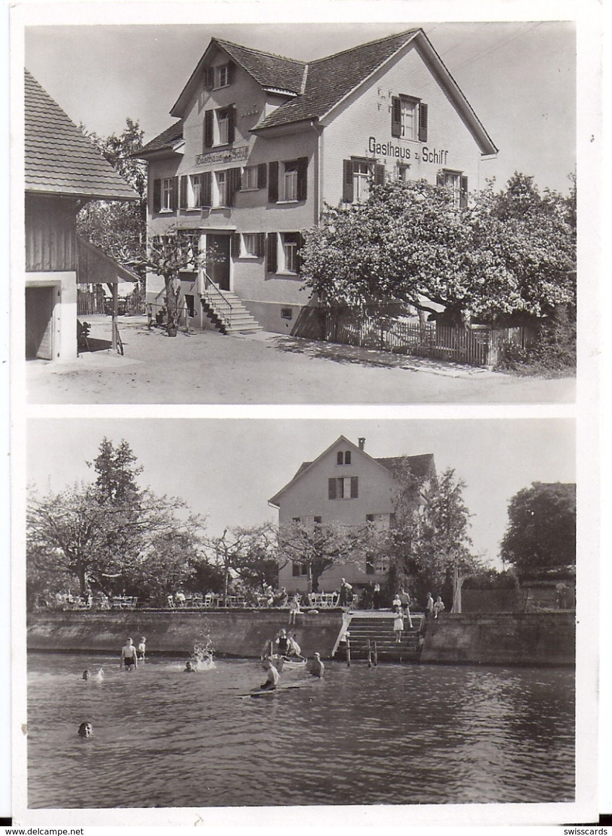 GÜTTINGEN: 2-Bild-Foto-AK Gasthaus Schiff 1947 - Altri & Non Classificati