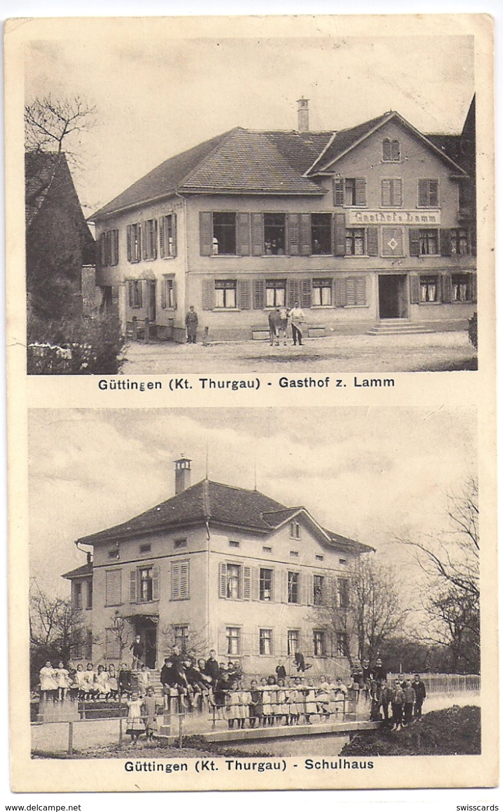 GÜTTINGEN: 2-Bild-AK Gasthof Zum Lamm Animiert 1927 - Autres & Non Classés