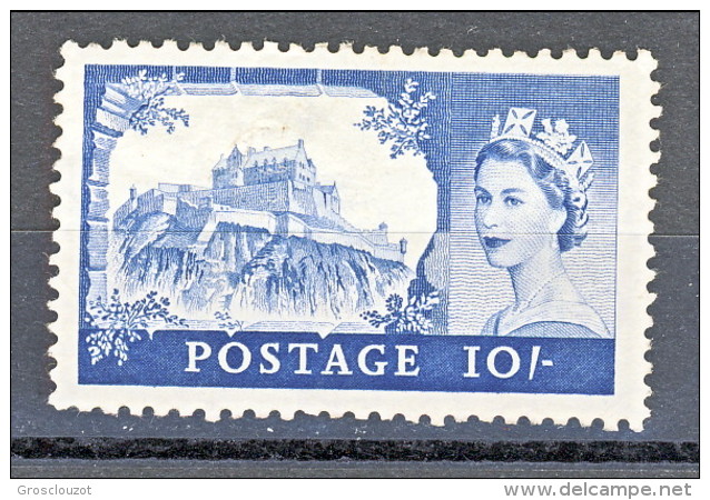 GB 1955 Elisabetta II Castelli E Effige. N. 285  - 10 Scellini  Edimburgo MH GO Catalogo € 140 - Altri & Non Classificati