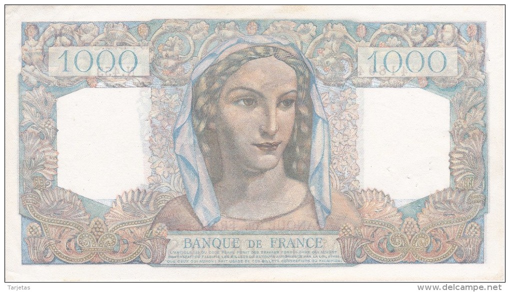 BILLETE DE FRANCIA DE 1000 FRANCS DEL 15-7-1948  (BANKNOTE) MINERVE ET HERCULE - 1 000 F 1945-1950 ''Minerve Et Hercule''