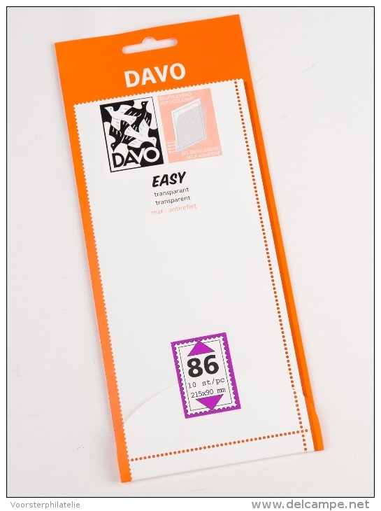 DAVO EASY TRANSPARENT STROKEN MOUNTS T86 (215 X 90) 10 STK/PCS - Enveloppes Transparentes