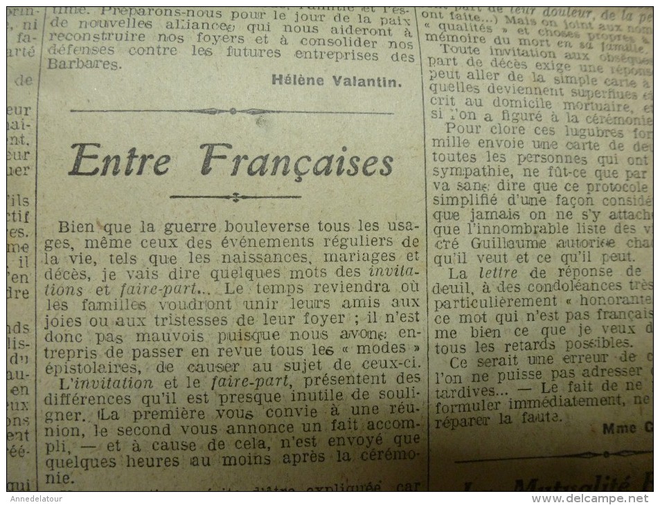 1916  LA MODE  ; et courrier de guerre et divers ; etc