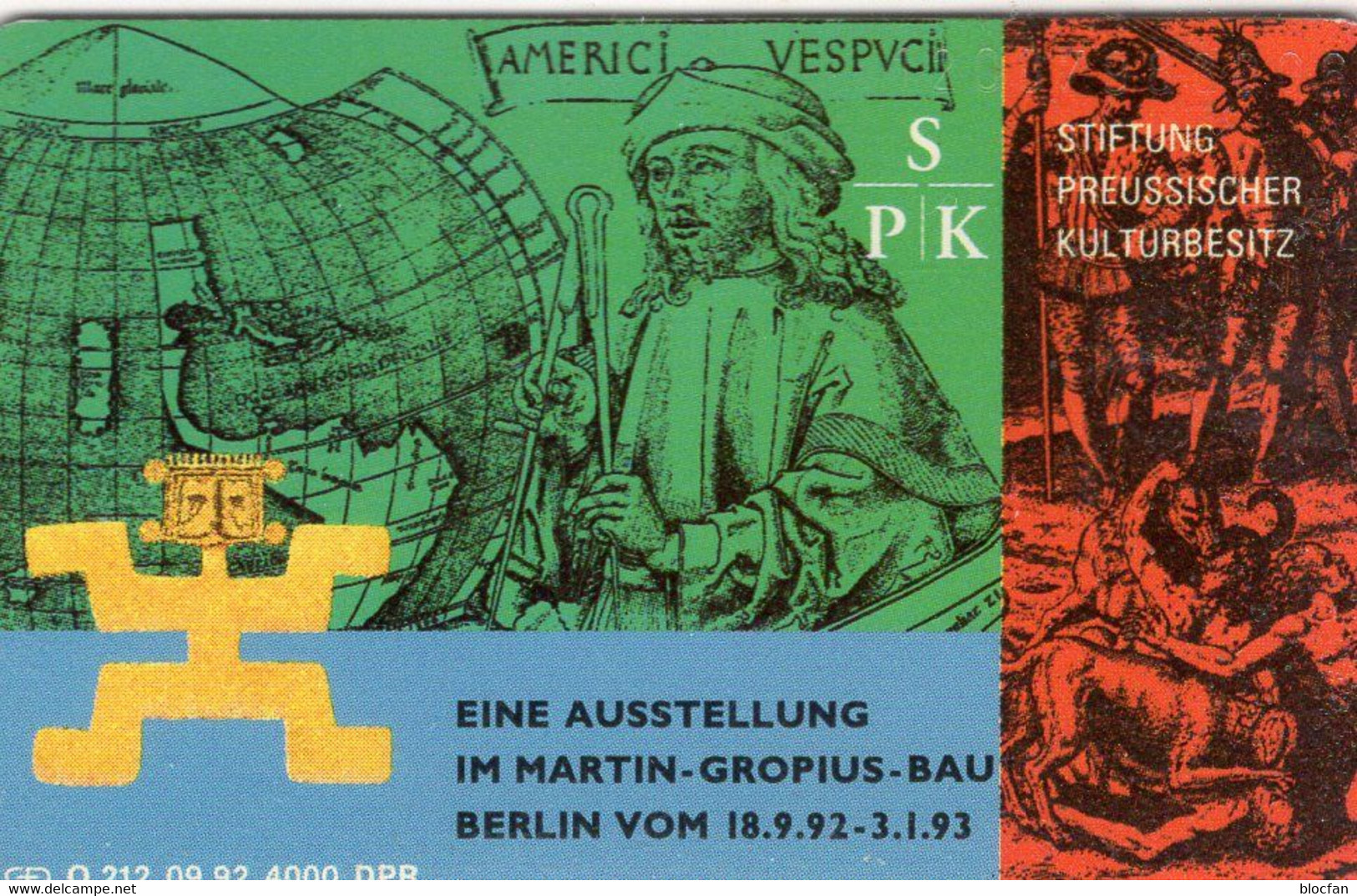 TK O 212/1992 O 35€ EXPO Columbus In Berlin Entdeckung Amerika TC Deutschland Preussen Kulturbesitz Tele-card Of Germany - O-Series: Kundenserie Vom Sammlerservice Ausgeschlossen