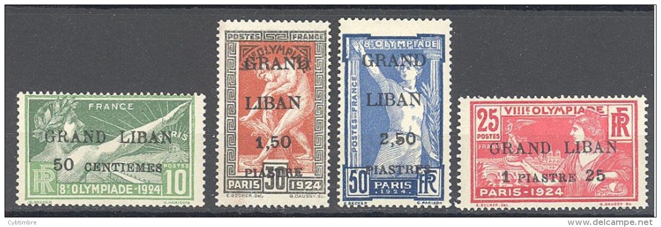 Grand Liban: Maury N° 18/21*; Jeux Olympiques 1924 De Paris; Grosses Charnières - Neufs