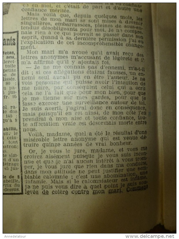 1916  LA MODE ;Cuisine  De Guerre  ; Confidence Pour Des Lettres Anonymes Calomnieuses Reçues Par Mon Mari Au Front - Cartamodelli