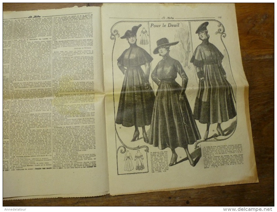 1916  LA MODE ;Cuisine  de guerre  ; Confidence pour des lettres anonymes calomnieuses reçues par mon mari au front