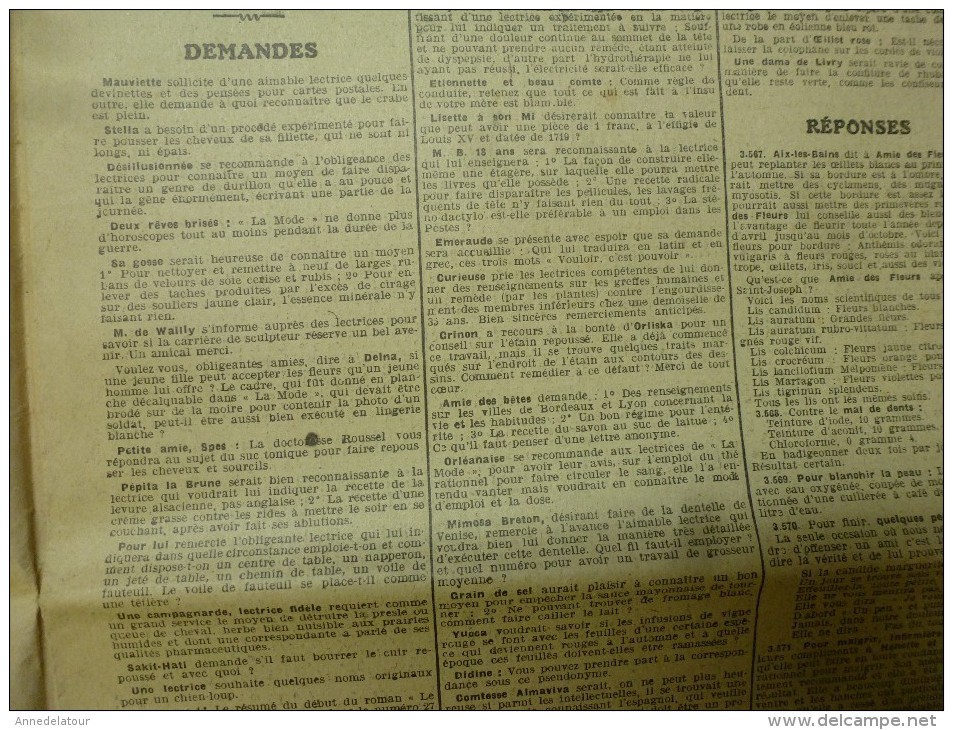 1916  LA MODE ;Cuisine  De Guerre  ; Le Kaléidoscope De La Guerre,que Sera La Vie Après Cette Formidable Convulsion;etc - Schnittmuster