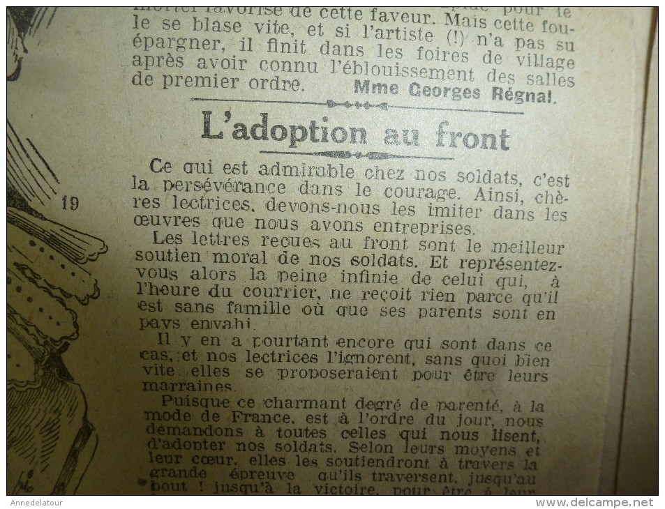 1916  LA MODE ;Cuisine  de guerre  ; Le kaléidoscope de la guerre,que sera la vie après cette formidable convulsion;etc