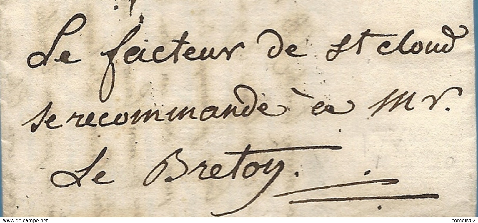 Manche - Avranches Pour Ville-d'Avray Par Sèvres. MP Lenain N°4. 1788. "Le Facteur De St Cloud Se Recommande à M...." - 1701-1800: Precursors XVIII