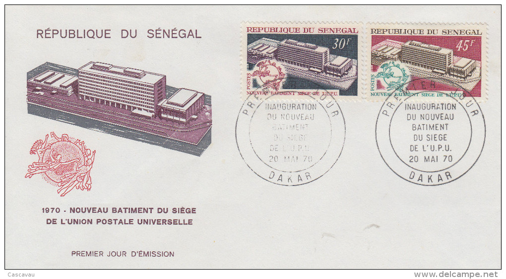 Enveloppe  FDC  1er  Jour   SENEGAL   Nouveau  Siége  De  L' U.P.U   1970 - Sénégal (1960-...)