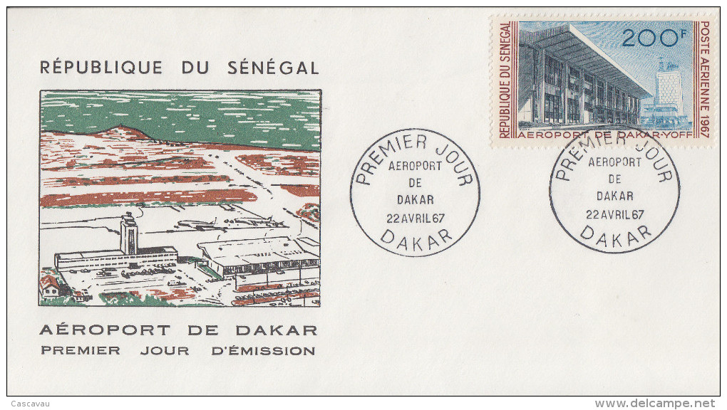 Enveloppe  FDC  1er  Jour   SENEGAL   Aéroport  De  DAKAR   1967 - Sénégal (1960-...)