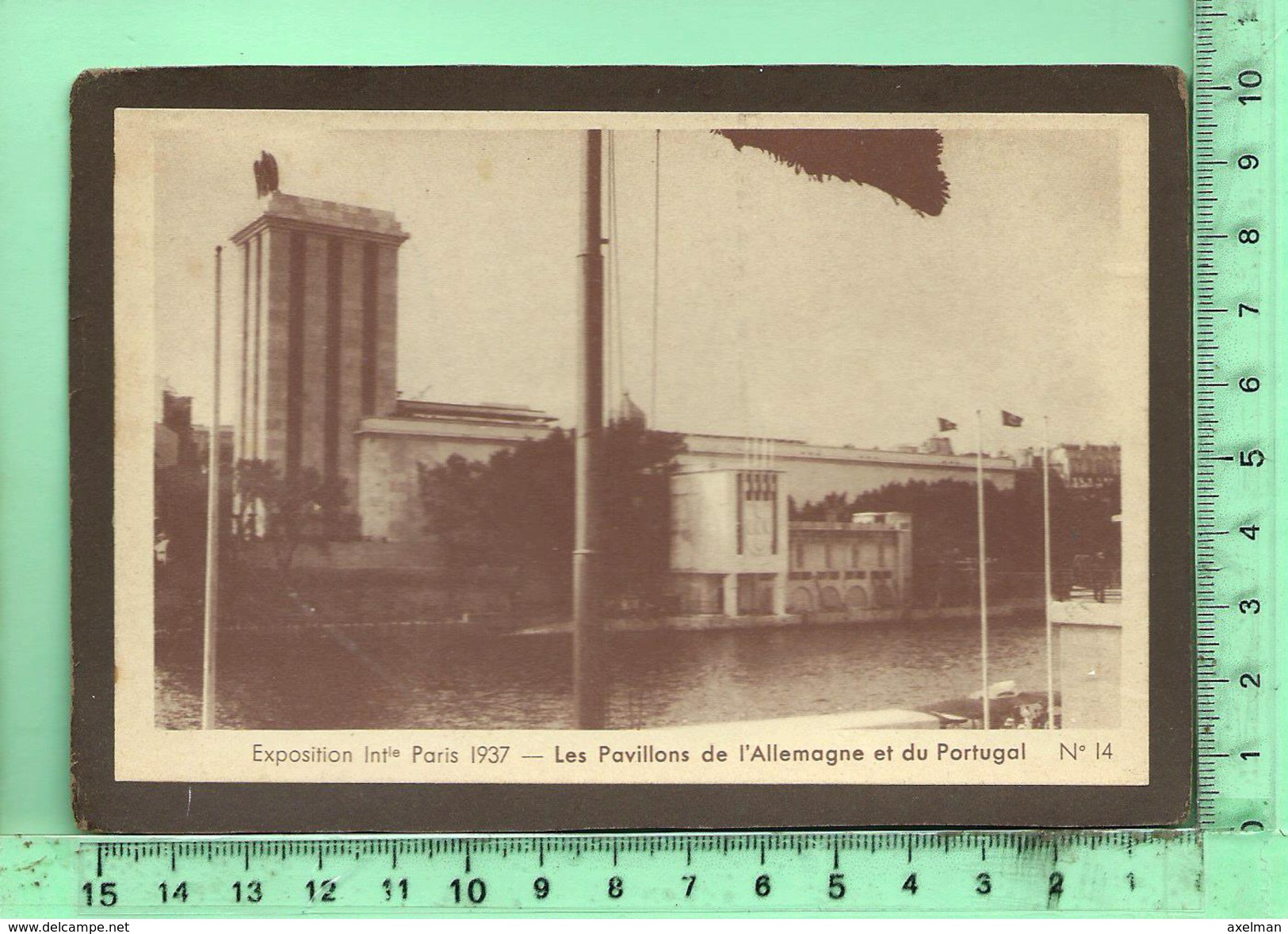 PARIS: Façade De CP Collée Sur Carton, Exposition 1937 Pavillons De L'Allemagne Et Du Portugal - Ausstellungen