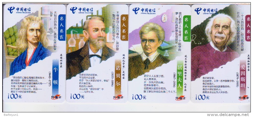 China 2005 Telecom Phonecards World Famous Scientists 4V - China