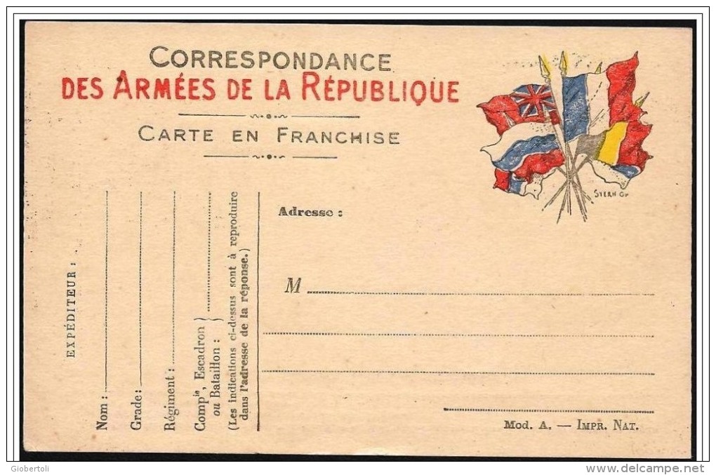 Francia/France: Franchigia Militare, Military Franchise, Franchise Militaire - Bandiere, Flags, Drapeau - Buste