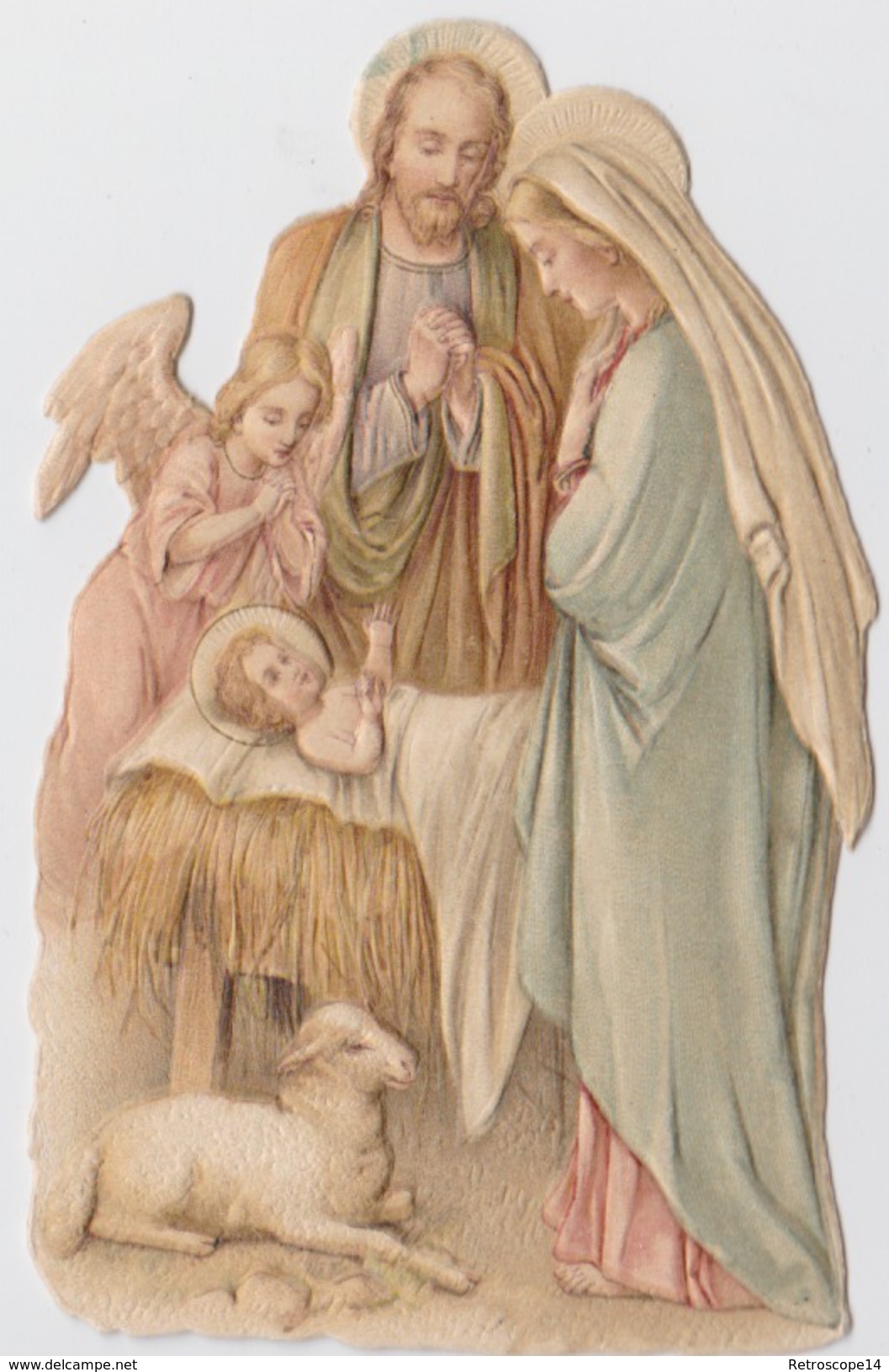 Découpi, Relief. NOËL, Crêche: La Sainte Famille, L'ange Et L'agneau. - Motif 'Noel'