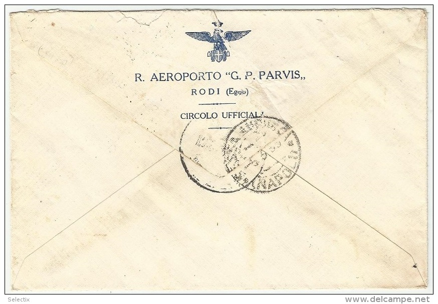 Greece 1939 Italian Occupation Of Rhodes - Rodi (Egeo) Airport Cover G. P. Parvis - Dodécanèse