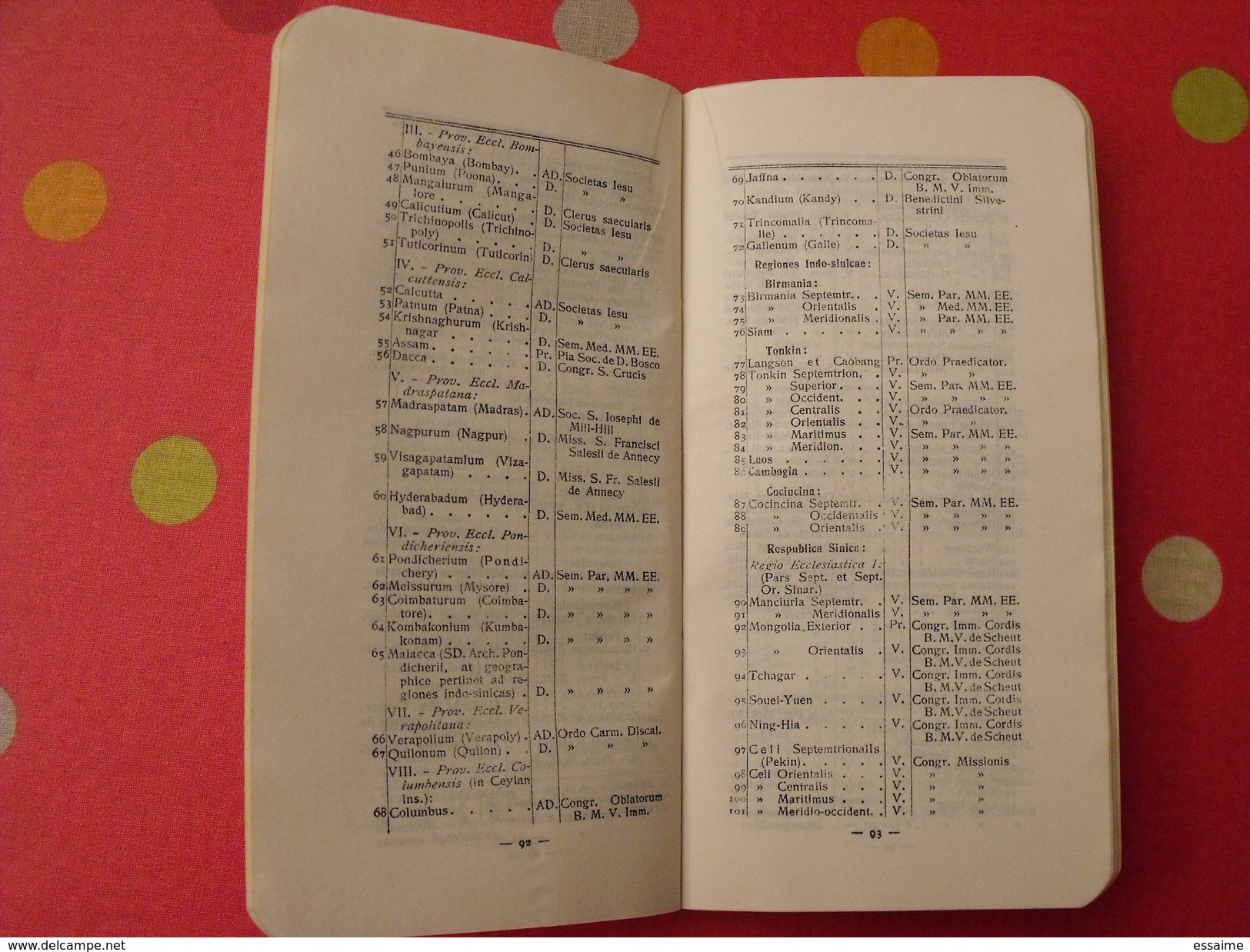 calendrier 1925 en italien. calendario atlante delle mossioni cattoliche esposizione missionaria vaticana. cartes atlas