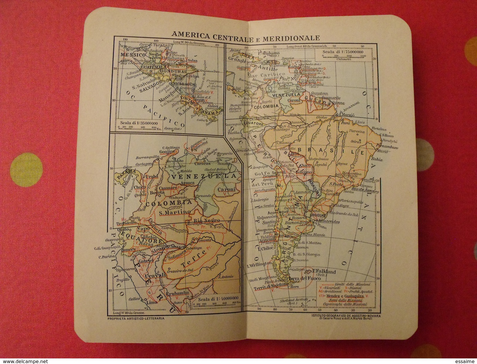 calendrier 1925 en italien. calendario atlante delle mossioni cattoliche esposizione missionaria vaticana. cartes atlas