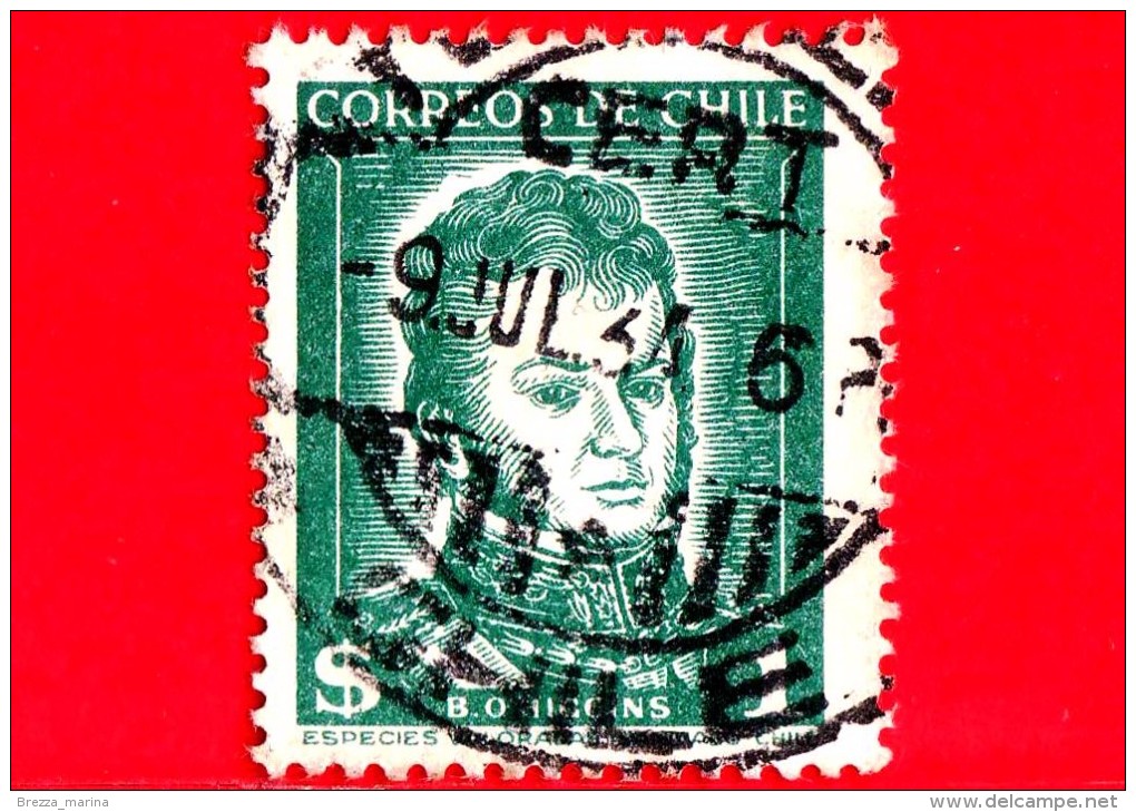 CILE  - Usato - 1952 - Generale Bernardo O’Higgins (1776-1842), Capo Di Stato - 1 $ - Chile