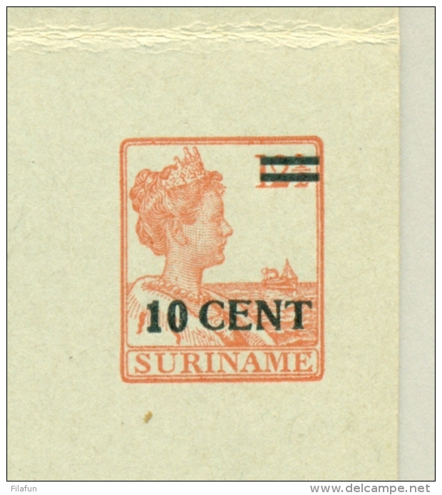 Suriname - 1926 - 10 + 10 Cent Opdruk Op 12,5 + 12,5 Cent Briefkaart, G31 Van Paramaribo Naar Amsterdam - Surinam ... - 1975