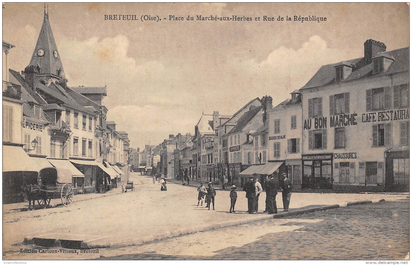 Breteuil       60      Place Du Marché  ( En Partie Décollée) - Breteuil