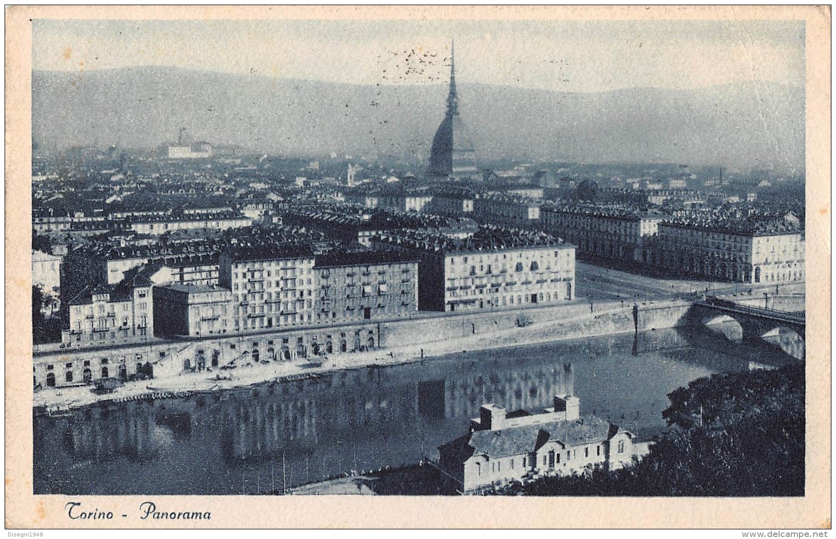 06406 "TORINO - PANORAMA" CART. ILL. ORIG. SPED. 1930 - Mehransichten, Panoramakarten