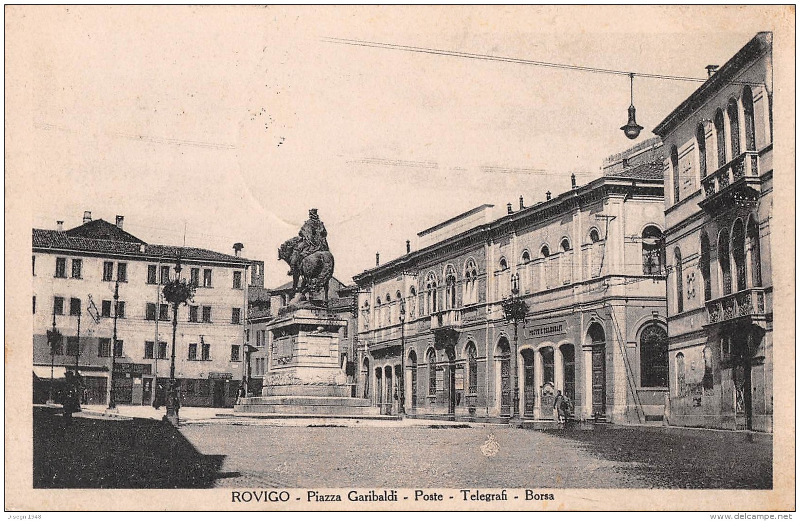 06407 "ROVIGO - PIAZZA GARIBALDI - POSTE - TELEGRAFI - BORSA" CART. ILL. ORIG. SPED. 1930 - Rovigo