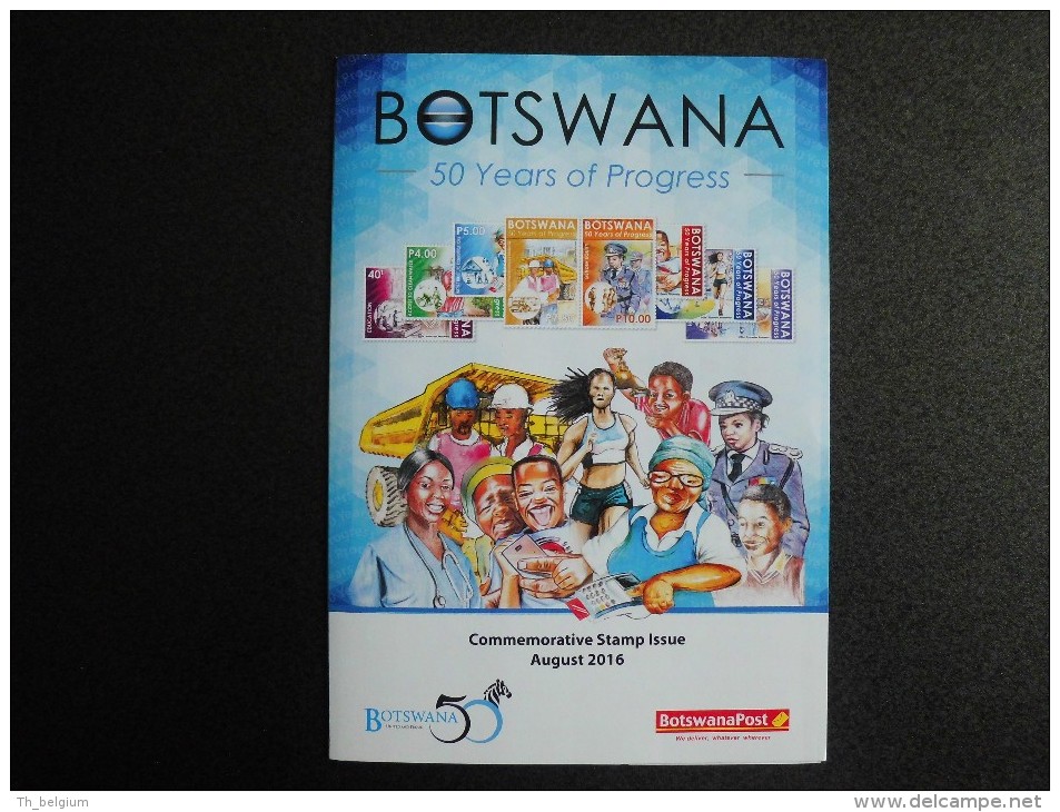 Botswana 2016 - Stamps Promo Folder - 50 Y Of Progress (education Health Sports Water Infrastructure Gender Equality) - Botswana (1966-...)