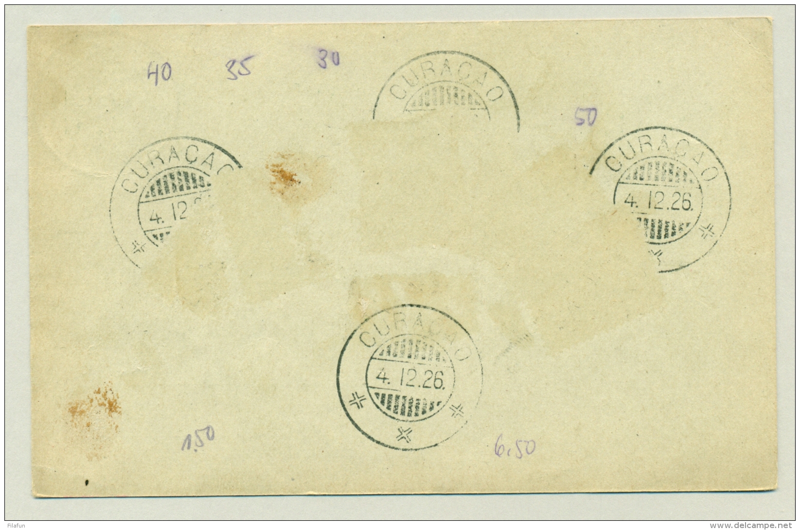 Curacao - 1924 - 5 Cent Briefkaart Cijfer Vürtheim, G20 Van Curacao Naar Italia - Curaçao, Nederlandse Antillen, Aruba