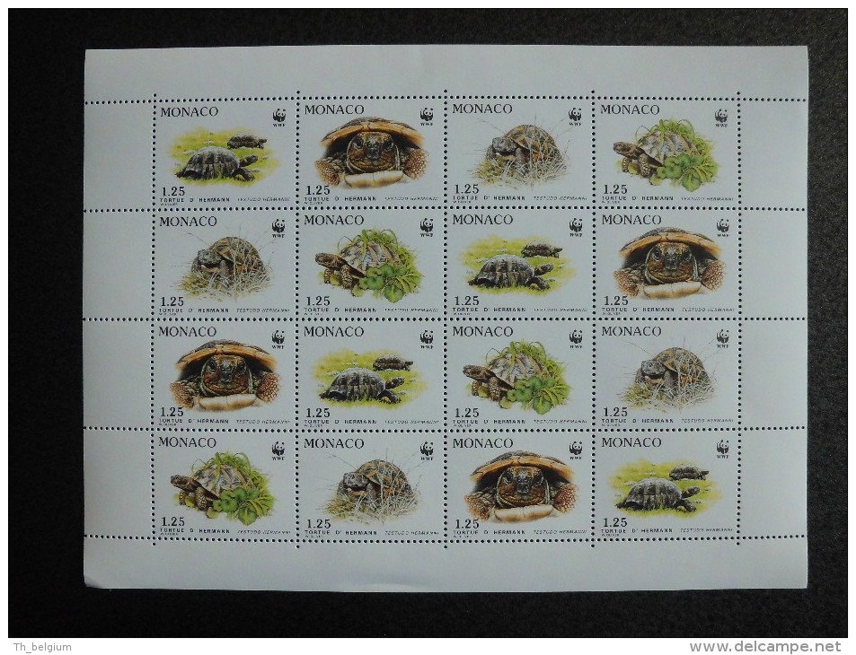 Monaco 1991 - Hermann´s Tortoise - Turtle - Complete Mini Sheet (4 Sets) - Unused Stamps