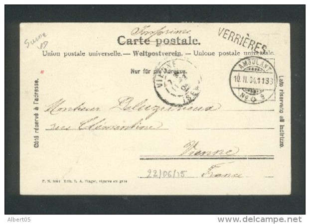 VAUD - VERRIERES - Cachet Linéaire De Gare Et Ambulant N° 9 - 10 Fev 1904 - TB CPA Gare Des Verrieres - Ferrovie