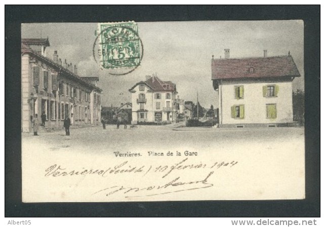 VAUD - VERRIERES - Cachet Linéaire De Gare Et Ambulant N° 9 - 10 Fev 1904 - TB CPA Gare Des Verrieres - Chemins De Fer