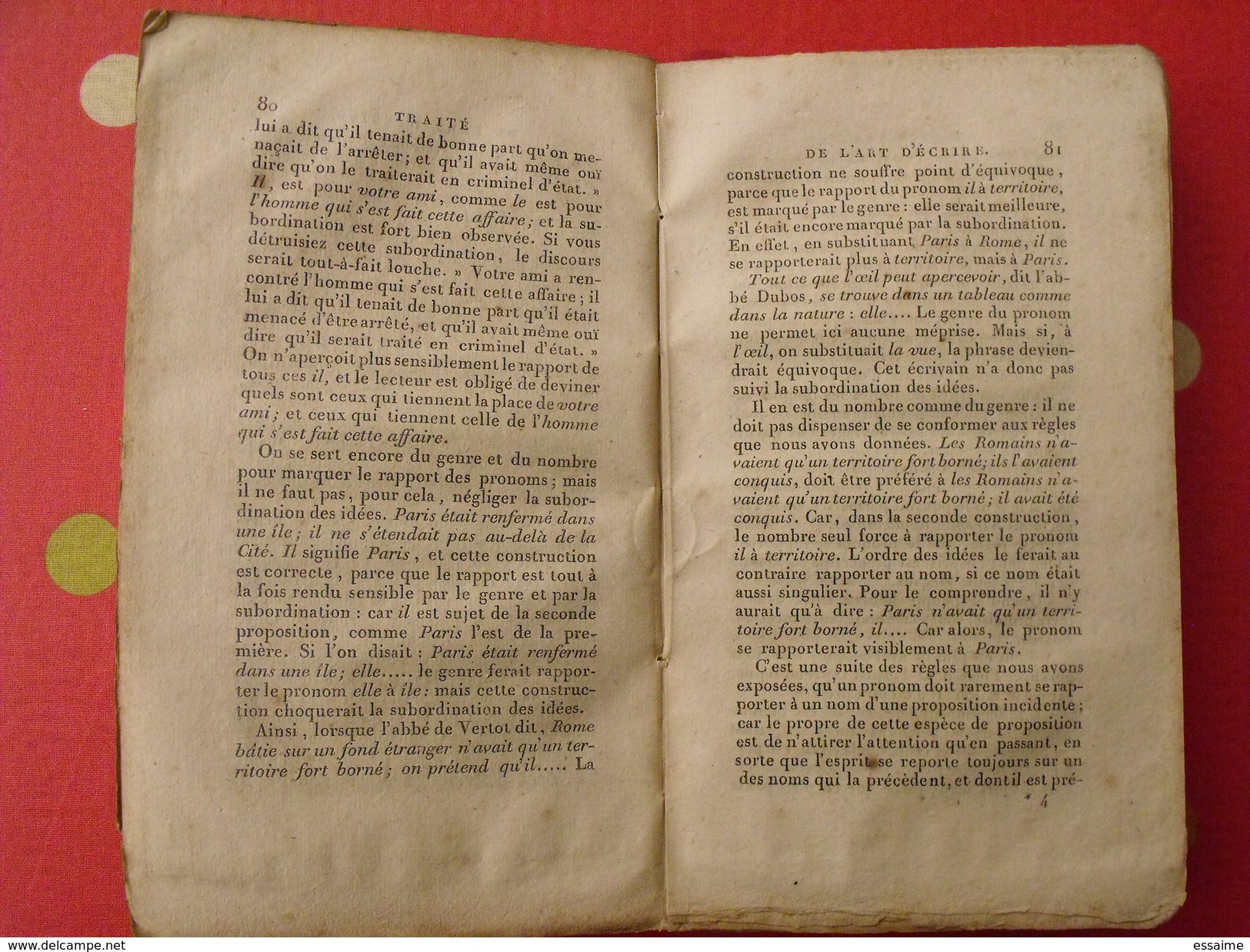 Traité De L'art D'écrire Correctement La Langue Française Par Condillac. 1824. édit. Auguste Delalain Paris - 1801-1900