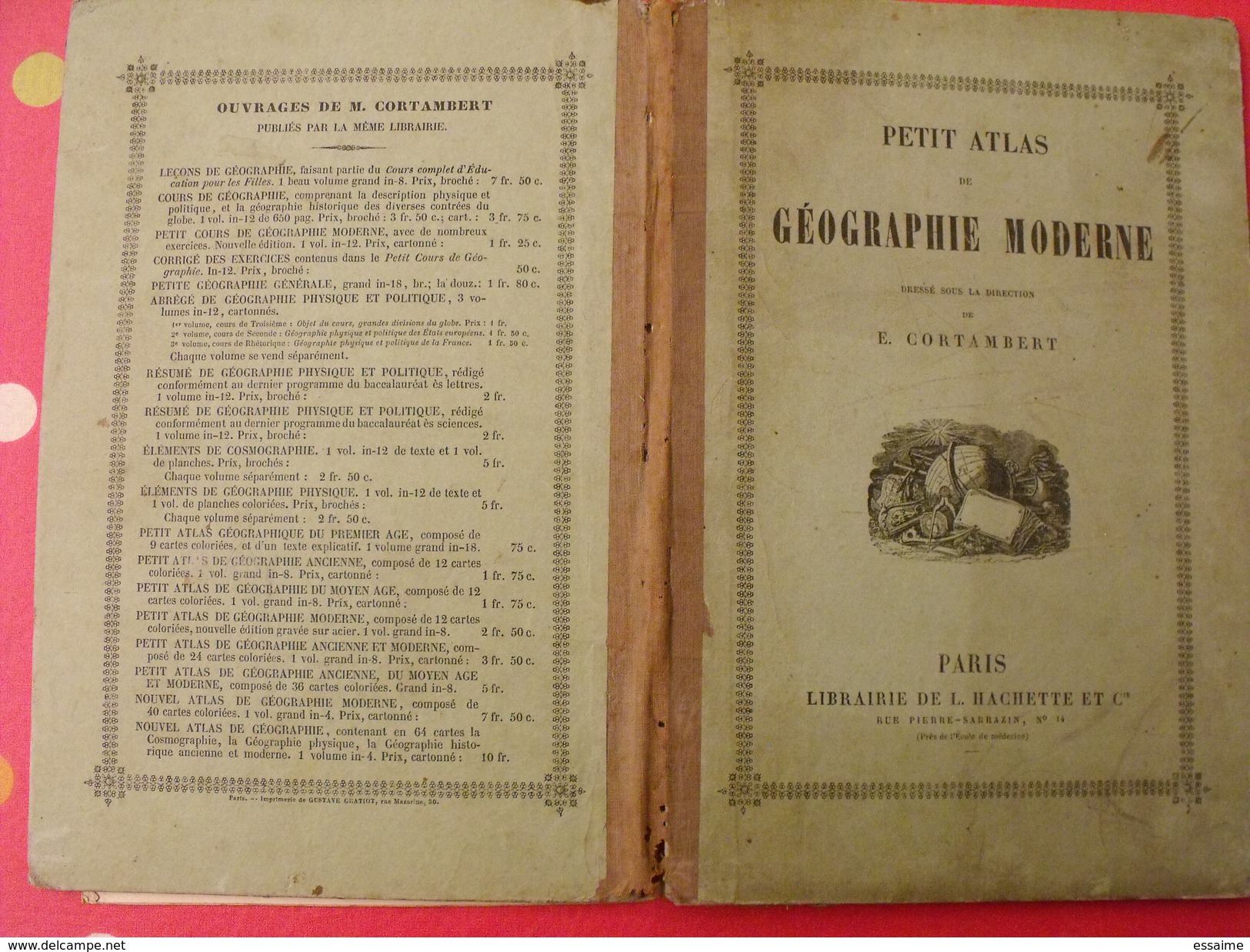 Petit Atlas De Géographie. Cortambert. Hachette 1852. 12 Planches En Couleurs. - 1801-1900