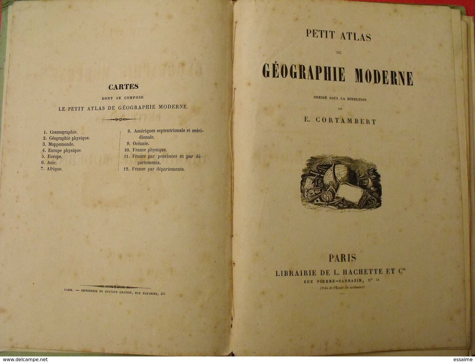 Petit Atlas De Géographie. Cortambert. Hachette 1852. 12 Planches En Couleurs. - 1801-1900