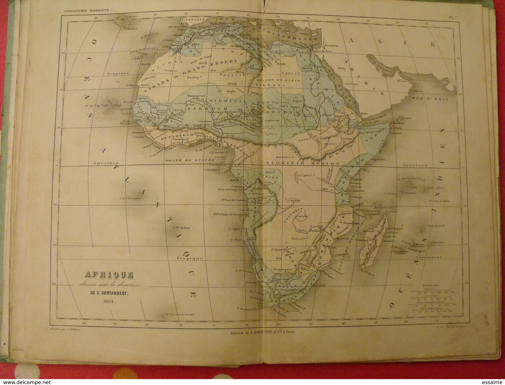petit atlas de géographie. Cortambert. Hachette 1852. 12 planches en couleurs.