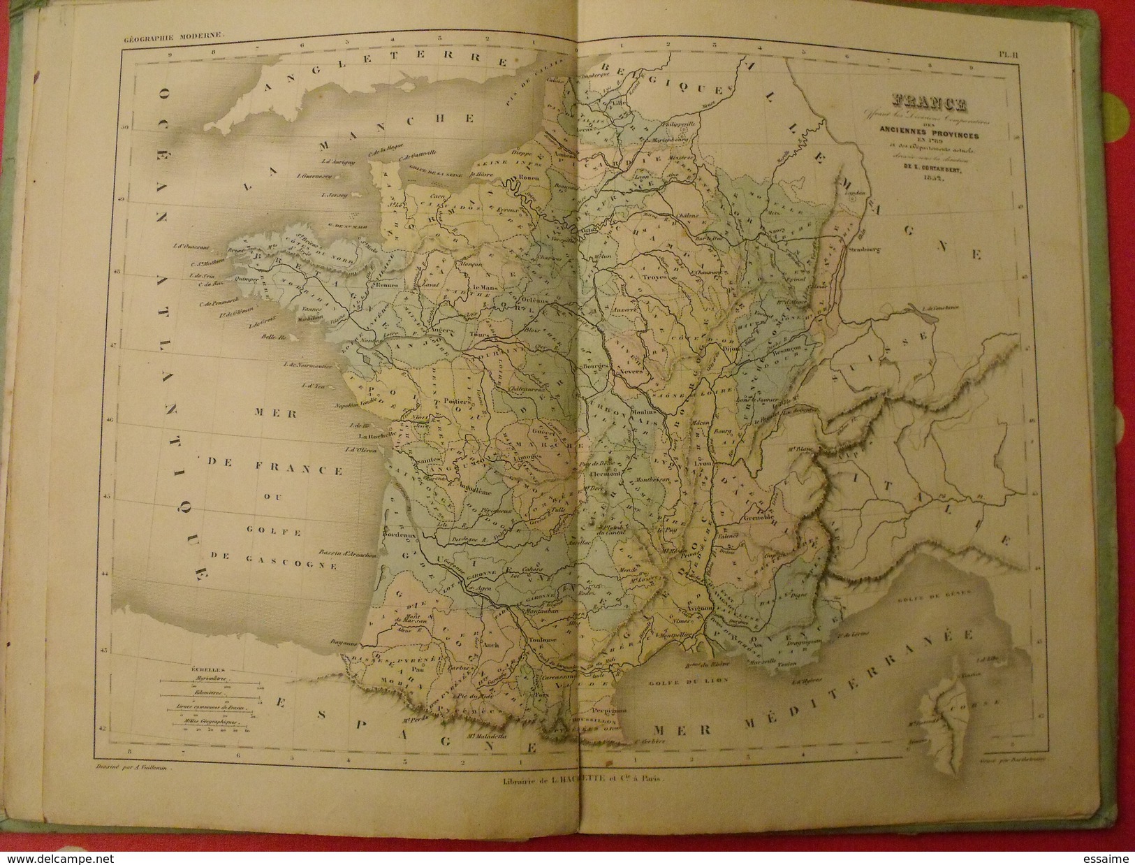 petit atlas de géographie. Cortambert. Hachette 1852. 12 planches en couleurs.