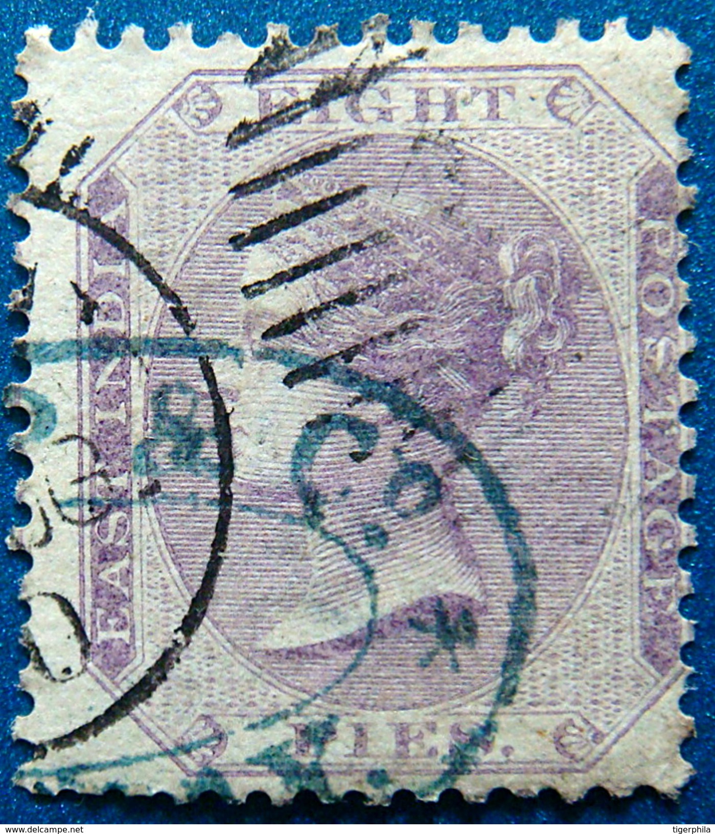 BRITISH INDIA 1865 8p Queen Victoria Used WATERMARK : ELEPHANT'S HEAD - 1858-79 Compañia Británica Y Gobierno De La Reina