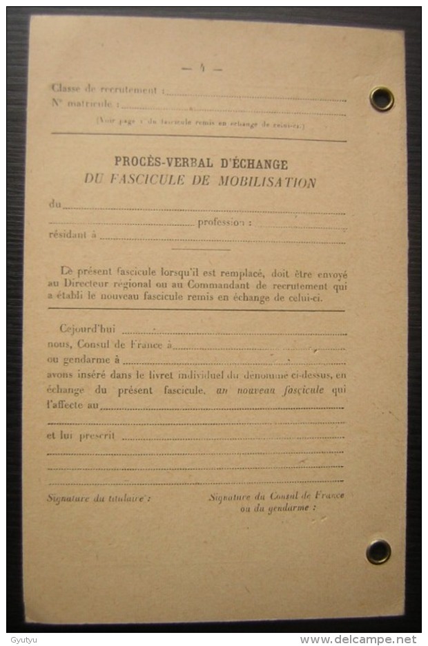 France: Fascicule De Mobilisation  Classe 1928 Pour Firmin Menoud à Agen, Né En 1912 - Documents