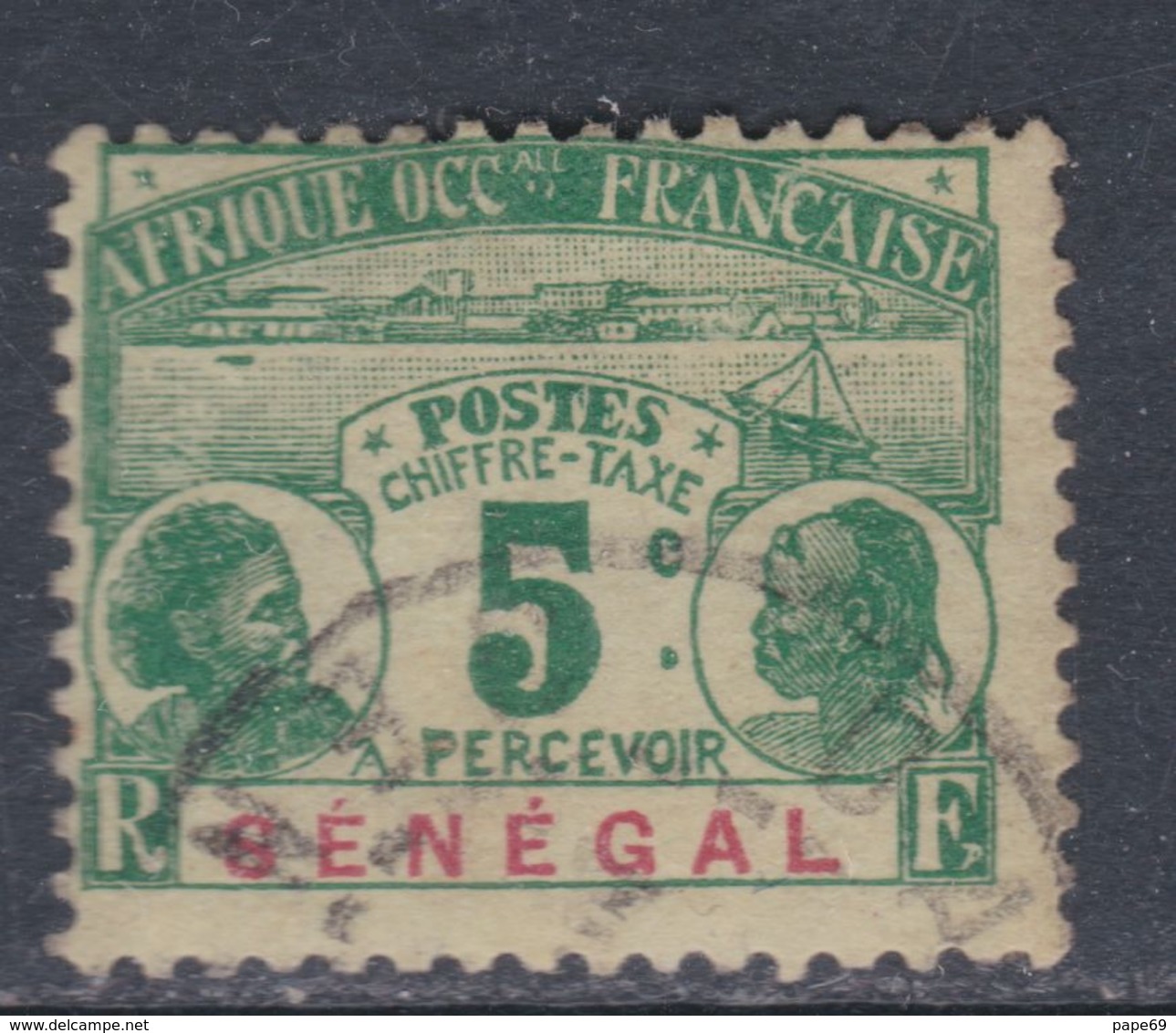 Sénégal Taxe N° 4  O  5 C. Vert Sur Verdâtre,  Oblitération Légère Sinon TB - Postage Due