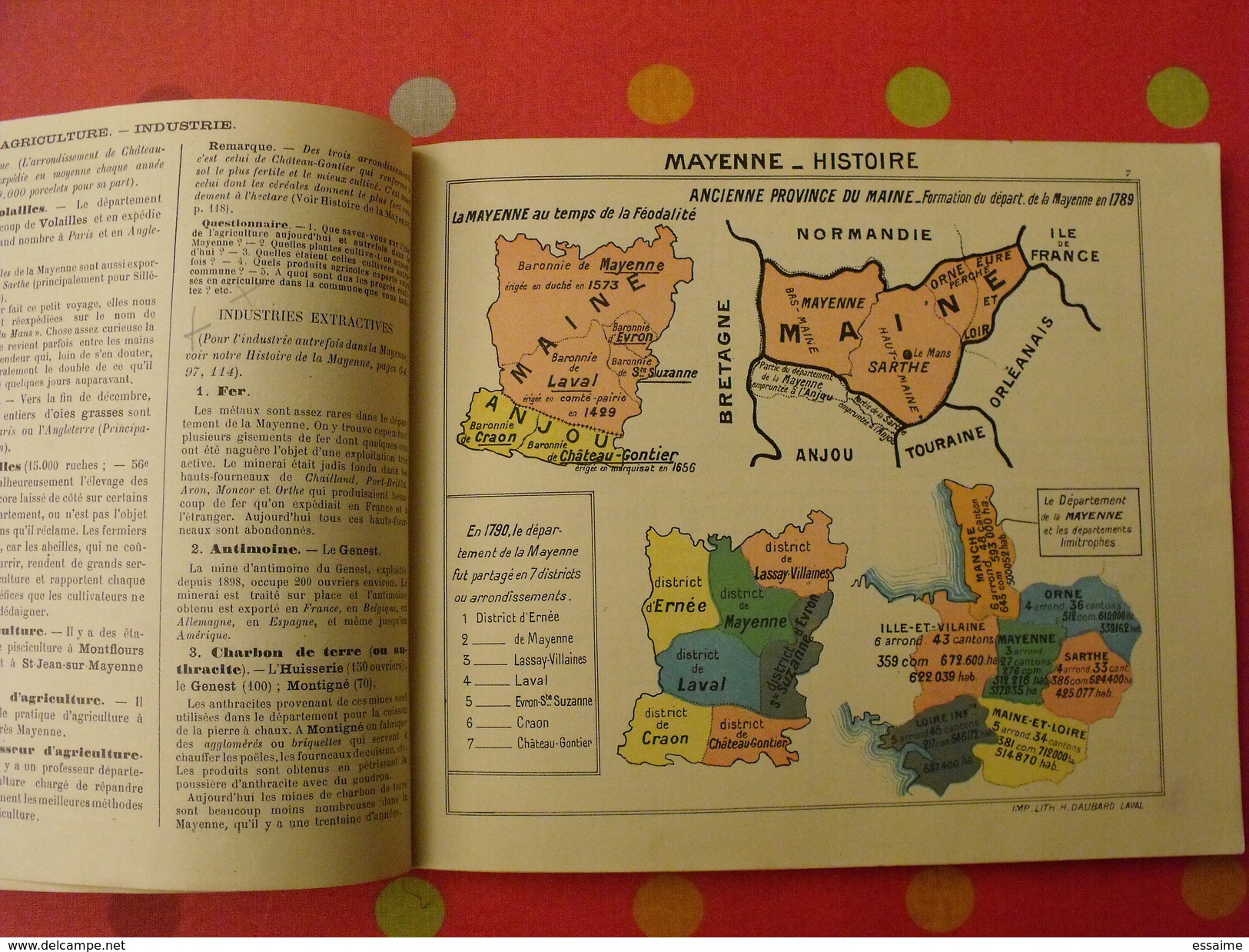 petite géographie du département de la Mayenne. Julien Hay. 1901. 20 cartes + 25 gravures.