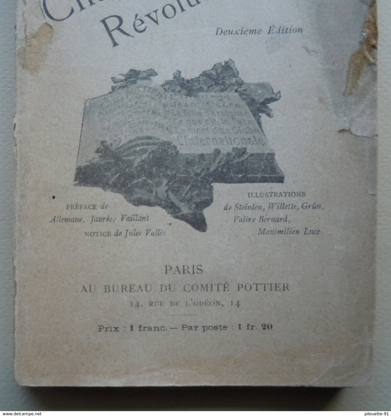 POTTIER Eugène Chants Révolutionnaires Paris, AU BUREAU DU COMITE POTTIER deuxième édition 1910?