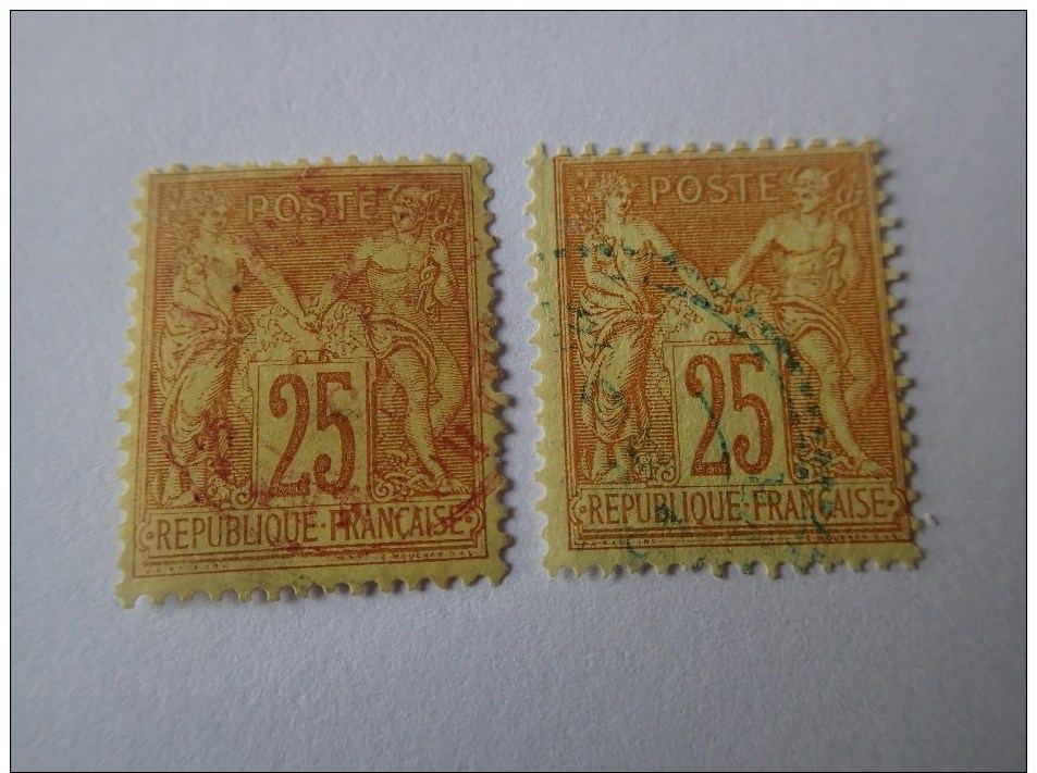 N° 92.  TB Cote 30€.   1er Choix.  Oblitération Rouge Et Bleue. - 1876-1898 Sage (Tipo II)