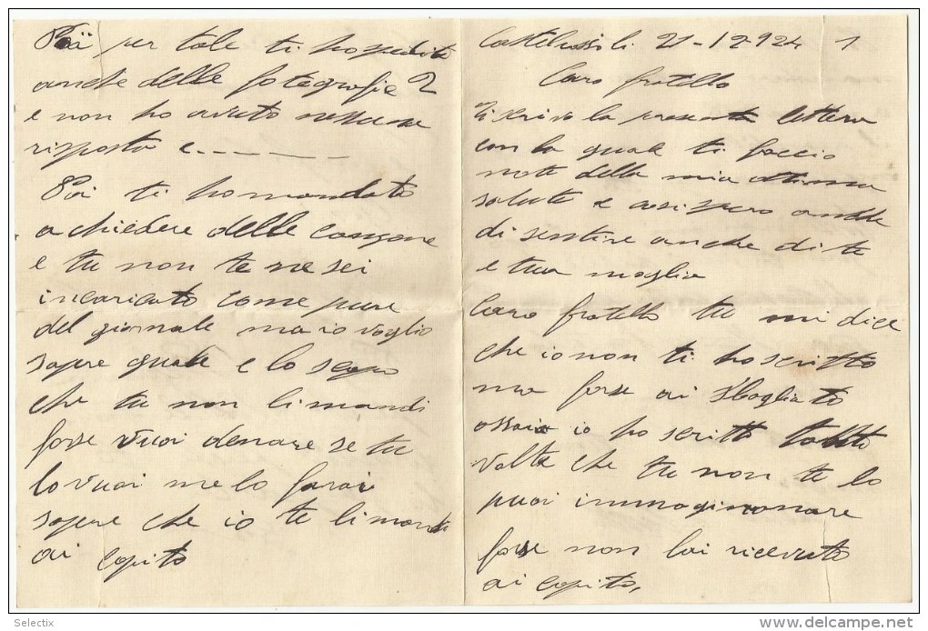 Greece 1924 Italian Occupation Of Kastellorizo - Castelrosso (Egeo) With Letter Inside - Dodécanèse