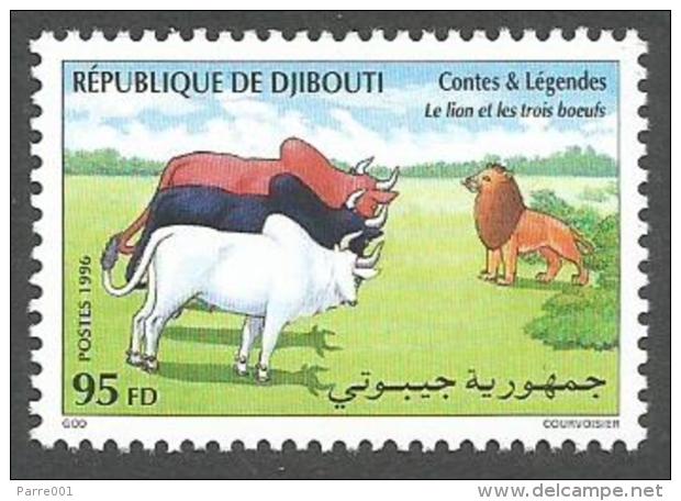 Djibouti 1996 Buffle Cow Lion Cat Contes Et Légendes Yvert 719K Michel 628 Mint MNH - Kühe