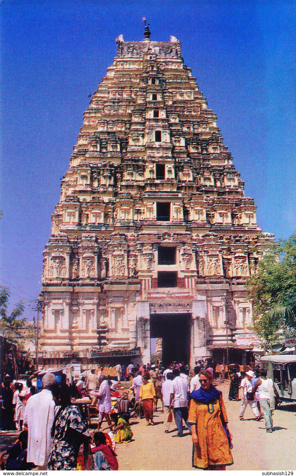 INDIAN COLOUR PICTURE POST CARD - SRI VIRUPAKSHA TEMPLE, HAMPI, SOUTH INDIA - ARCHITECTURE - India