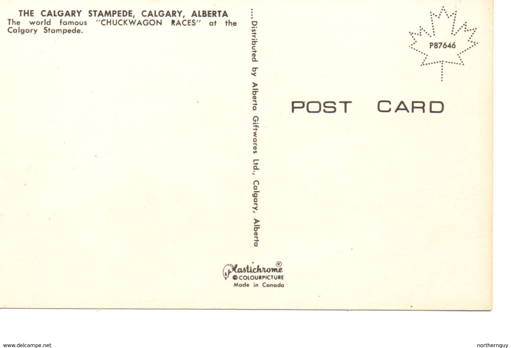 CALGARY, Alberta, Canada. Calgary Stampede Chuckwagon Race, Old Chrome Postcard - Calgary