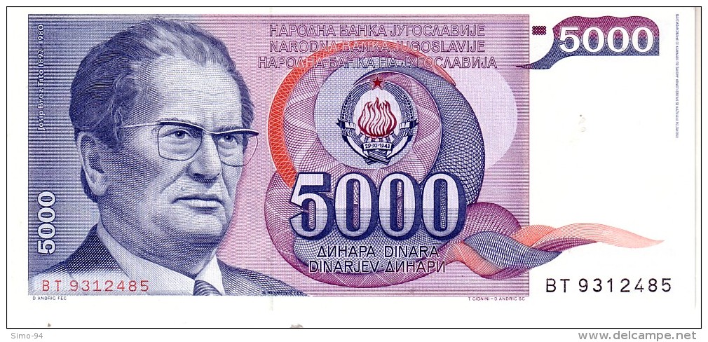 Jugoslavia P.93 5000 Dinars 1985   Unc - Joegoslavië